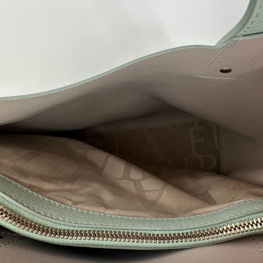 Furla Mint Green Divide It Leather Tote Bag Medium Handbag Gold Hardware Italian - Picture 7 of 13